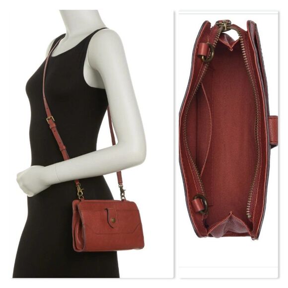 Frye Lucy Leather Crossbody Clutch in Terracotta - NEW - Picture 2 of 14